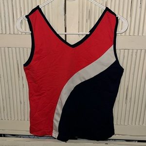 Tennis tank in Coral, Navy, and White.